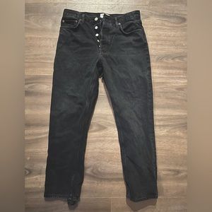 AGOLDE RILEY HIGH RISE STRAIGHT BLACK DENIM JEANS